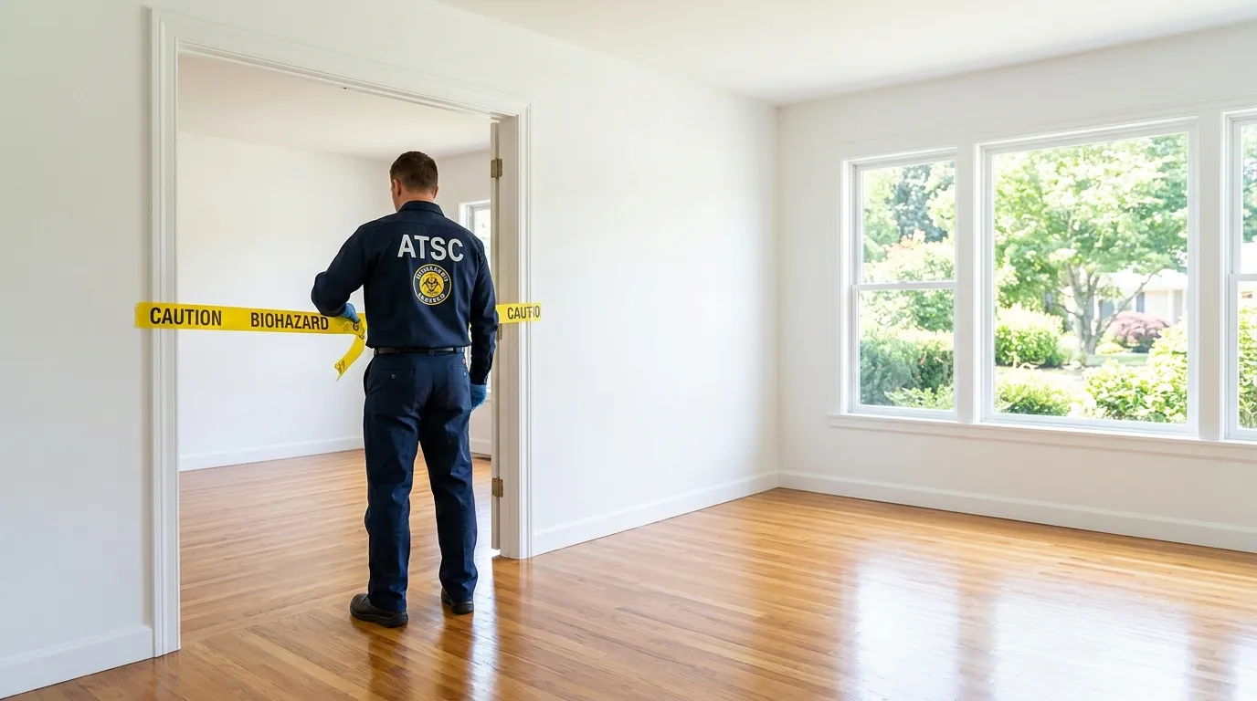 Certified biohazard cleanup crew performing Decomposition Cleanup in Porterville